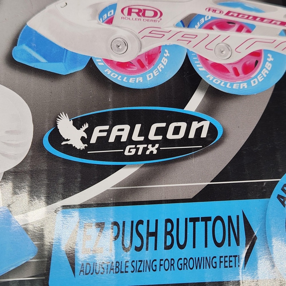 Roller Derby Falcon GTX Girls Adjustable 3-6 White Pink Inline Quad Skates Combo - Picture 7 of 16
